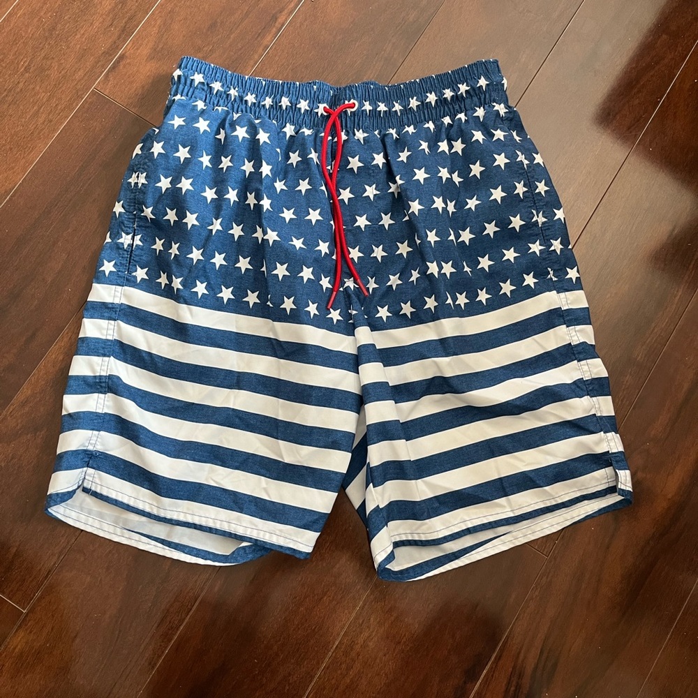 ⭐️ EUC - Old Navy Men's Small Stars & Stripes Bathing Suit Trunks